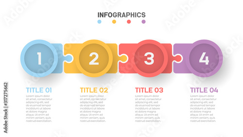 Business process. Timeline with number options and 4 steps. Vector illustration. Can be used for workflow diagram, info chart, graph, web design.