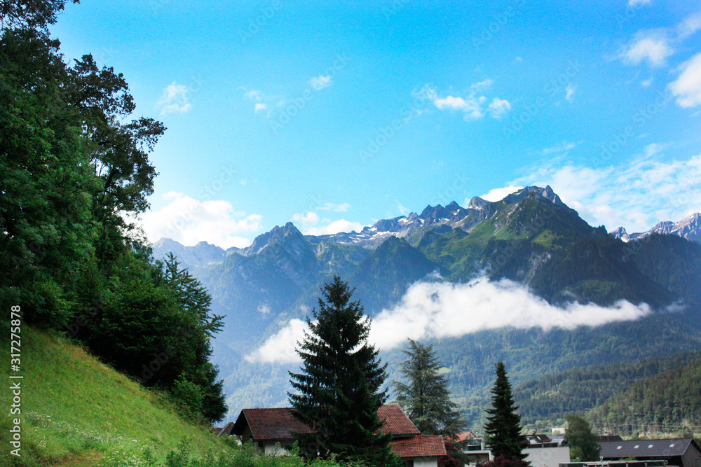 Austria. Landscape with Austrian Alps. Summer in mountains.