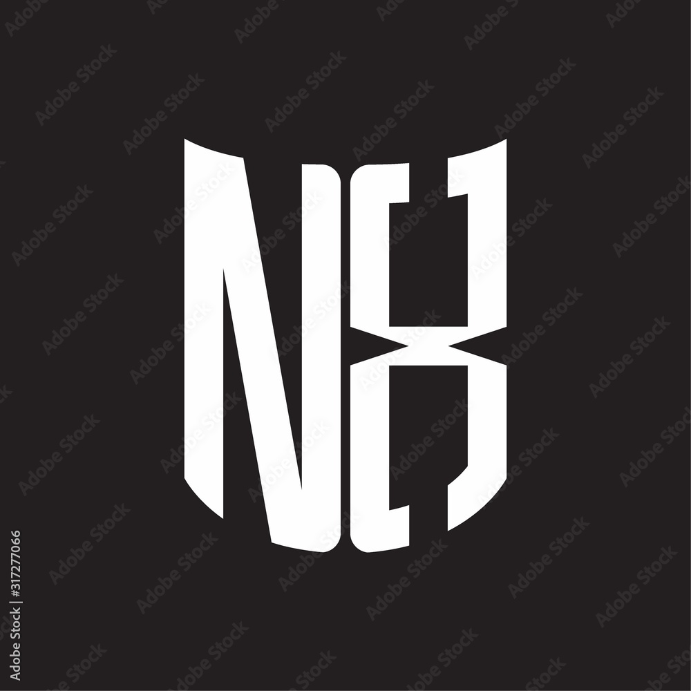 NX Logo monogram with ribbon style design template on black background