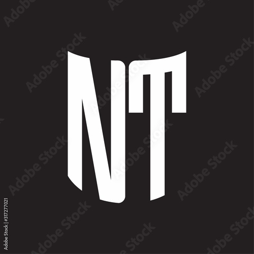 NT NLogo monogram with ribbon style design template on black background photo