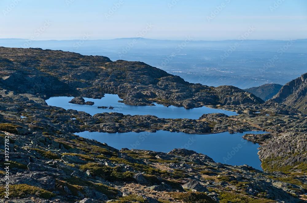 Lake in Serra da Estrela mountains from the aerial lift. Portugal