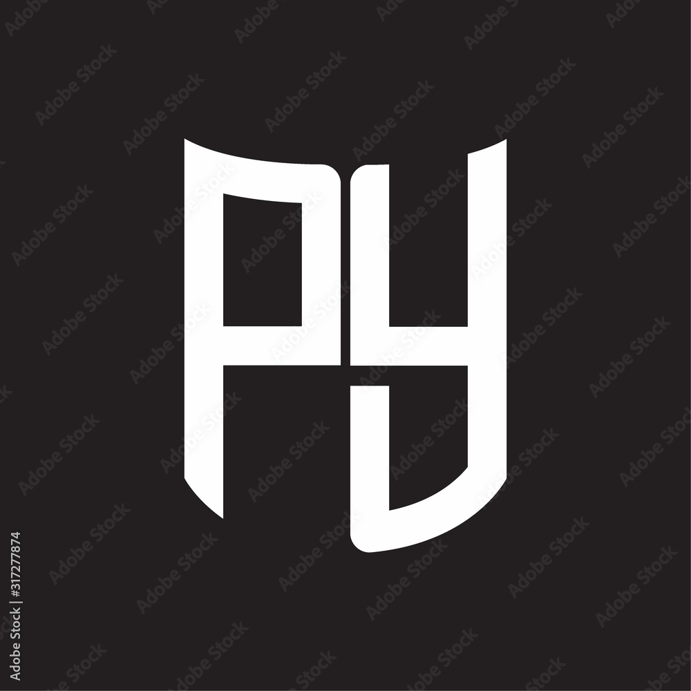 PY Logo monogram with ribbon style design template on black background PY Logo monogram with ribbon style design template on black background