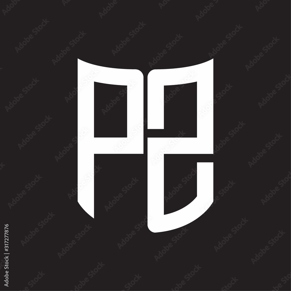 PZ Logo monogram with ribbon style design template on black background PZ Logo monogram with ribbon style design template on black background