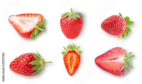 Set strawberry whole and cut in half