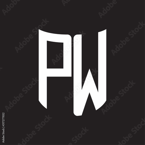 Free Download PW Logo monogram with ribbon style design template on black background - GFXLoad
