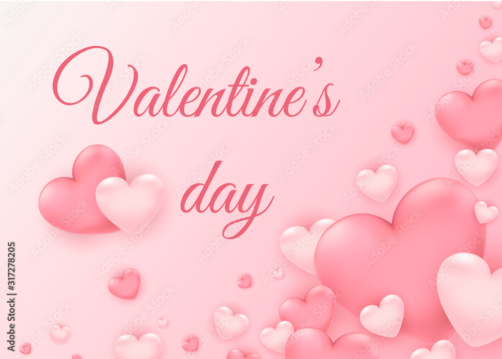 Valentine's day poster with pink hearts Valentine's day poster with pink hearts