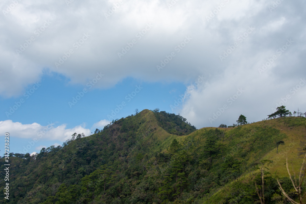 beautiful view and forest on top mountain at (Doi Norg Doi Luang National Park) Phayao province. soft focus.