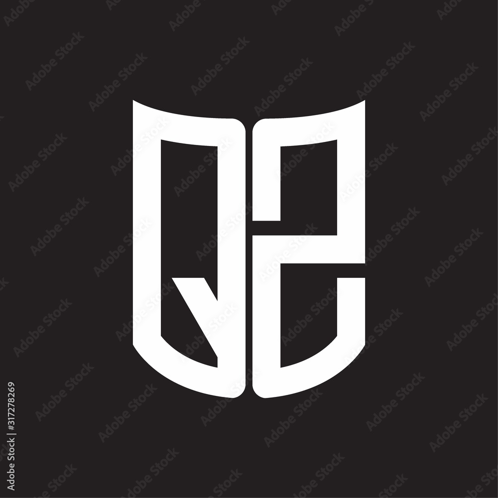 QZ Logo monogram with ribbon style design template on black background QZ Logo monogram with ribbon style design template on black background