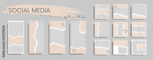 Editable social media post template. instagram story collections and post frame. Collage. Giveaway. layout. Mock up for marketing promotion. cover. banner. Social networking background. square puzzle.