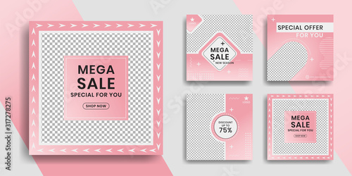 Editable social media post template. instagram story collections and post frame. Collage. Giveaway. layout. Mock up for marketing promotion. cover. banner. Social networking background. square puzzle.