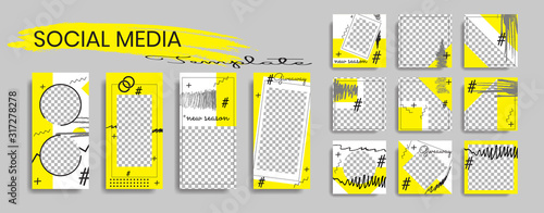 Editable social media post template. instagram story collections and post frame. Collage. Giveaway. layout. Mock up for marketing promotion. cover. banner. Social networking background. square puzzle.