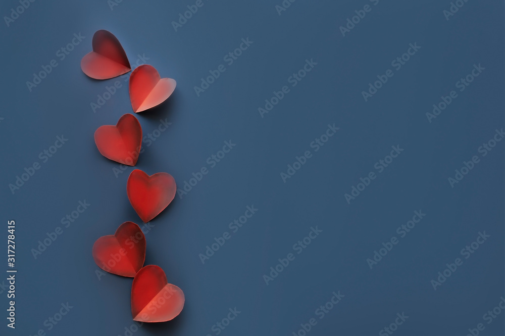 Paper hearts on a gray background Paper hearts on a gray background