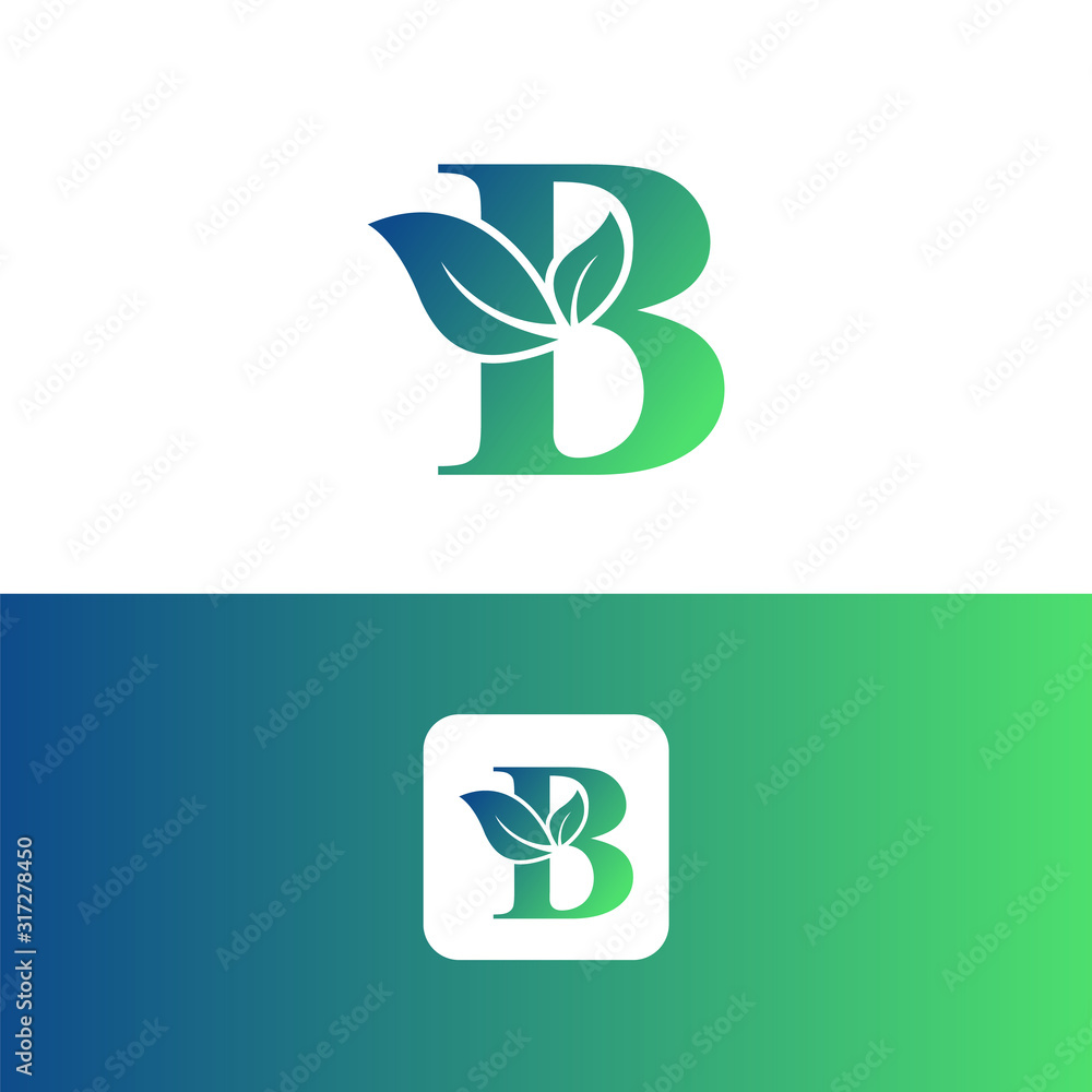 letter B and leaf logo vector, Eco Logo Design. Letter B Vector Stock ...