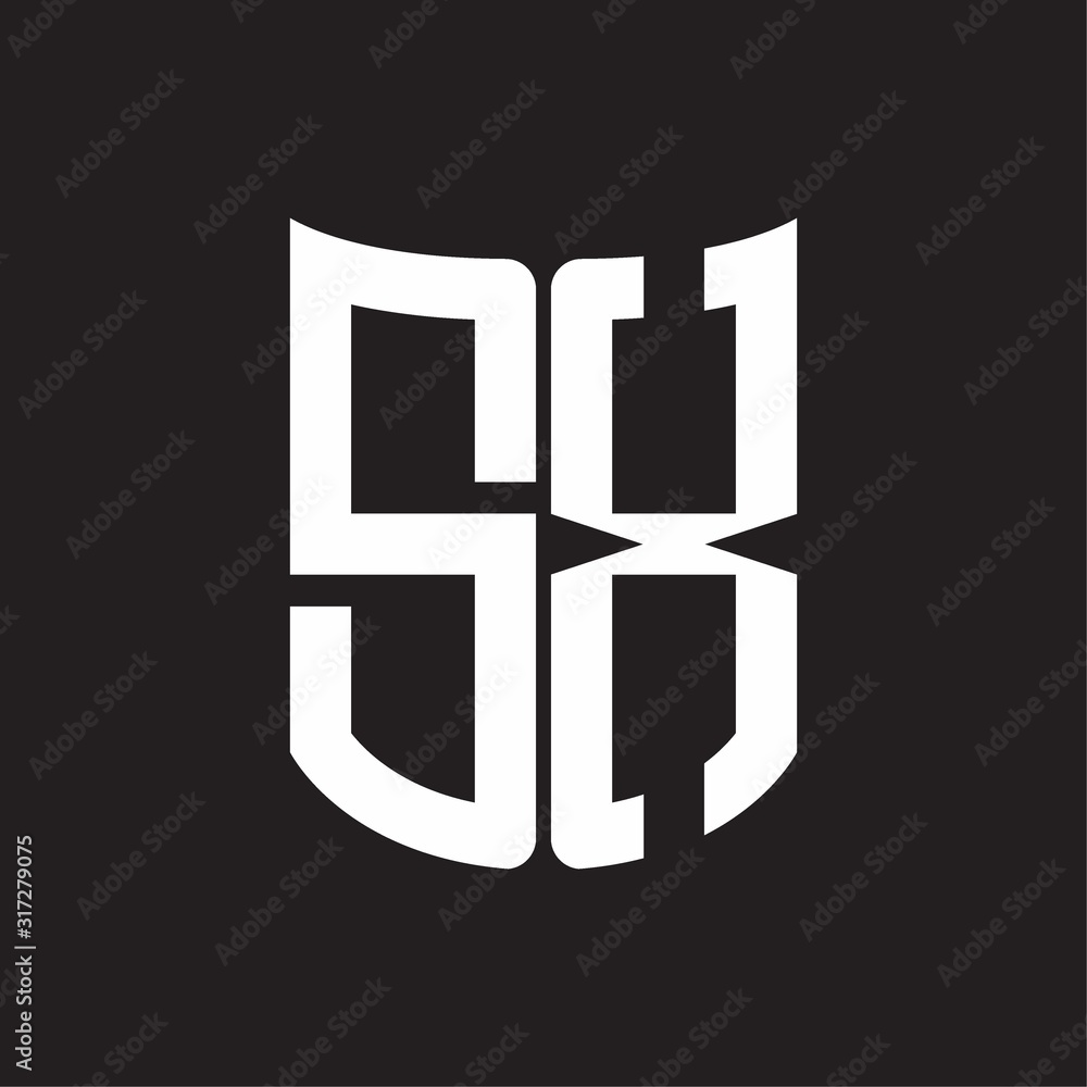 SX Logo monogram with ribbon style design template on black background SX Logo monogram with ribbon style design template on black background