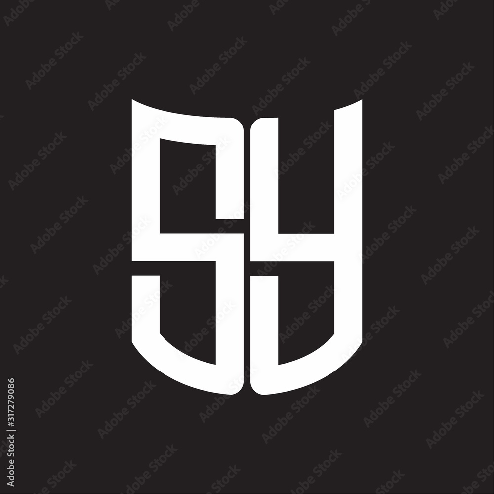 SY Logo monogram with ribbon style design template on black background SY Logo monogram with ribbon style design template on black background