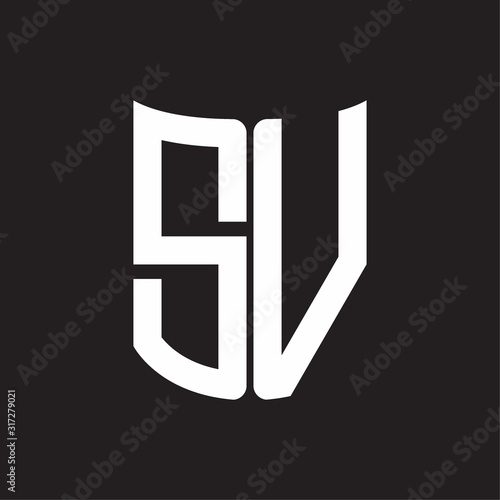 SV Logo monogram with ribbon style design template on black background