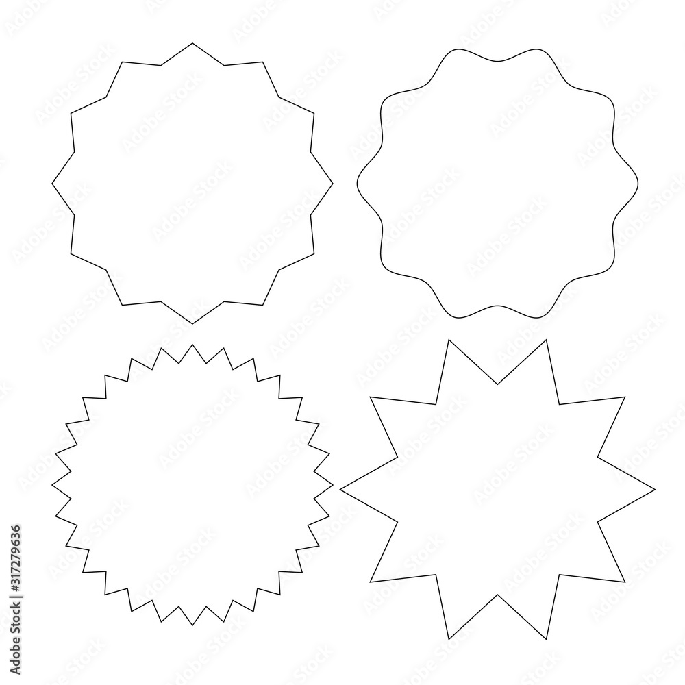 Set of blank labels various shape isolated on white. Vector illustration Set of blank labels various shape isolated on white. Vector illustration