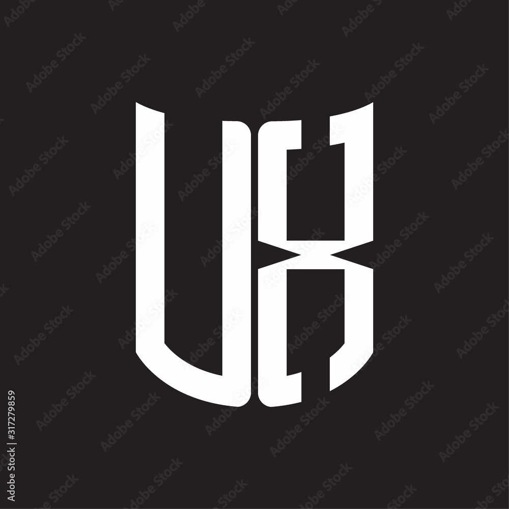 UX Logo monogram with ribbon style design template on black background UX Logo monogram with ribbon style design template on black background