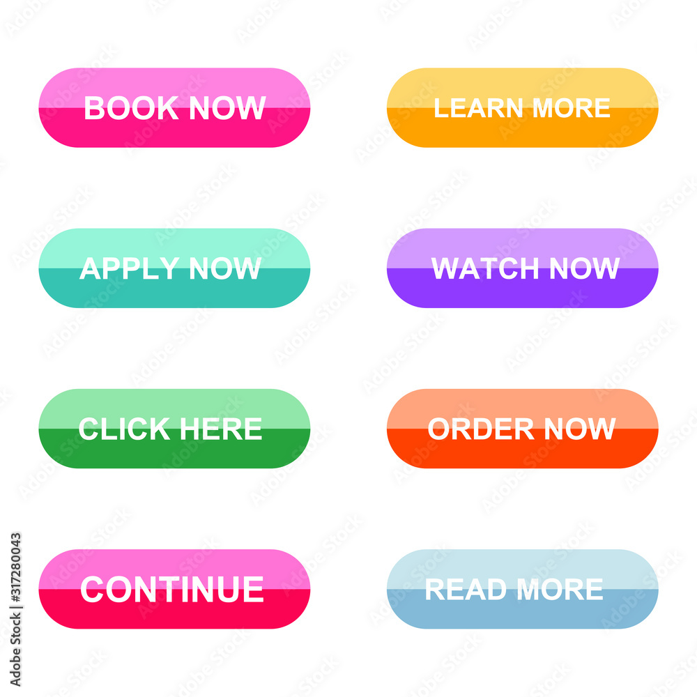 Set of modern material style buttons for website, mobile app and infographic template Different gradient colors illustration graphic and web design. Set of modern material style buttons for website, mobile app and infographic template Different gradient colors illustration graphic and web design.