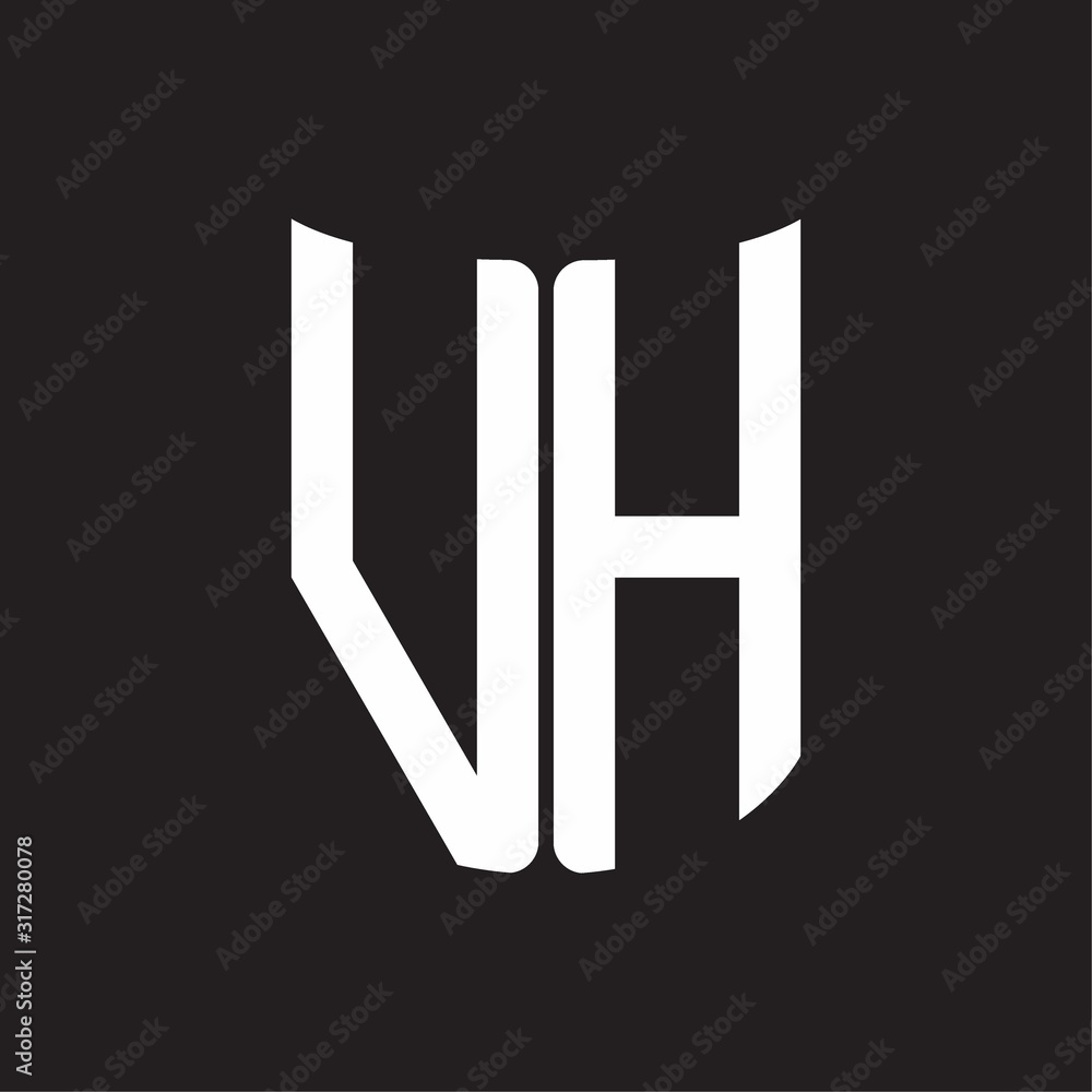 VH Logo monogram with ribbon style design template on black background VH Logo monogram with ribbon style design template on black background