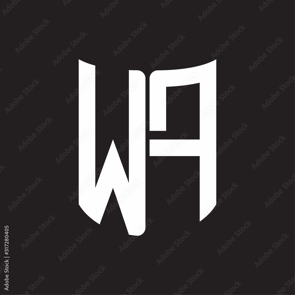 WF Logo monogram with ribbon style design template on black background WF Logo monogram with ribbon style design template on black background
