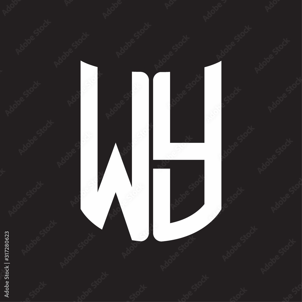 WY Logo monogram with ribbon style design template on black background WY Logo monogram with ribbon style design template on black background