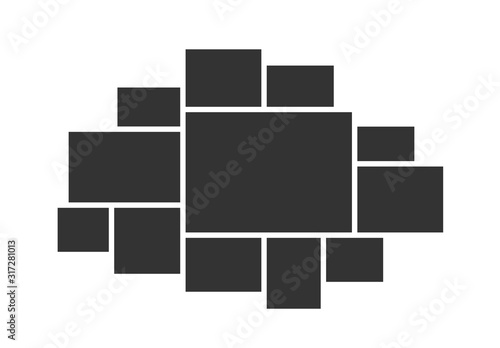 Photo collage frames template for interior design. Vector collage layout for photo montage.