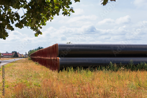 Lagerplatz für Rohre einer Gaspipeline
