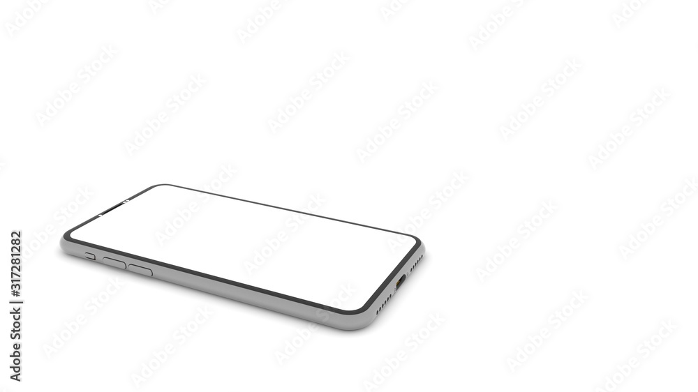 Gray 3D mobile phone, mobile phone mockup, isolated on a white background, illustration, 3D rendering. Gray 3D mobile phone, mobile phone mockup, isolated on a white background, illustration, 3D rendering.