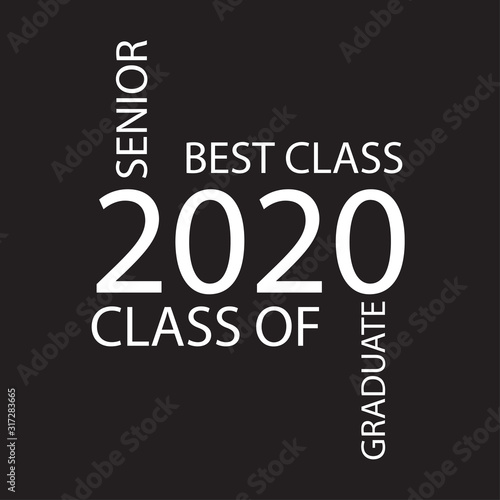 Class of 2020. Stylish graduate design for printing on robes. Vector illustration of College, school graduation logo for holiday event or party. A graduate of the senior 2020 written gradient gold.