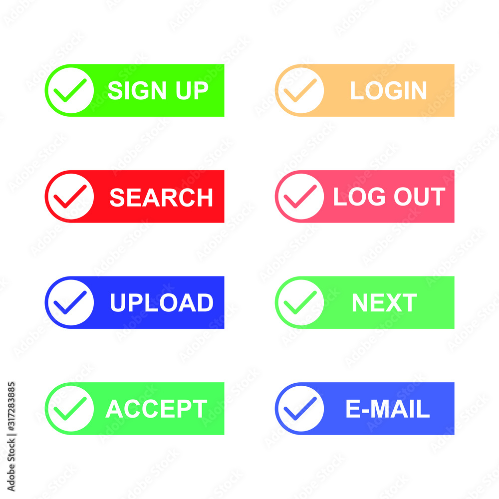 Set of modern material style buttons for website, mobile app and infographic template Different gradient colors illustration graphic and web design. Set of modern material style buttons for website, mobile app and infographic template Different gradient colors illustration graphic and web design.