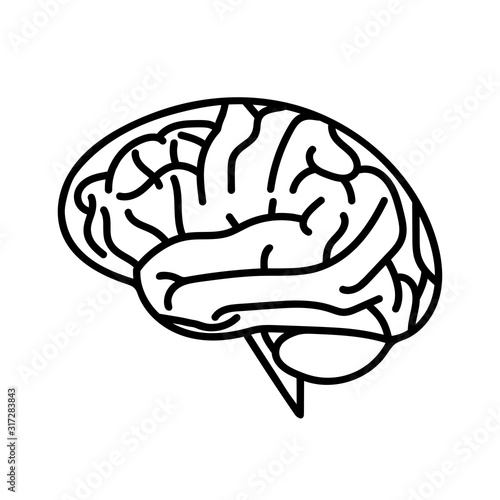 Human brain icon with thin line style. Generate ideas. Brainstorming