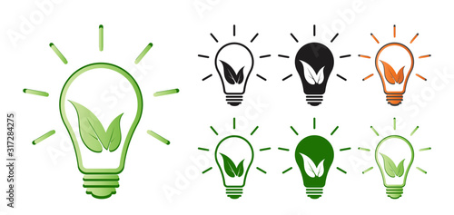 Eco-friendly light bulb icon can be used for applications or websites