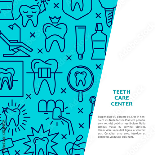 Dental clinic banner template in line style