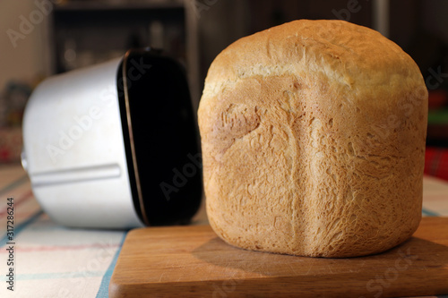 Bread from bread machine. Selective focus.