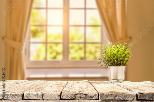 Wooden background of free space for your decoration and spring window time. 