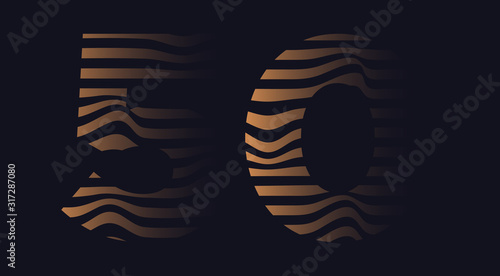 Fifty 50 number vector font alphabet, modern dynamic luxury flat design for your unique elements design ; logo, corporate identity, application, creative poster & more