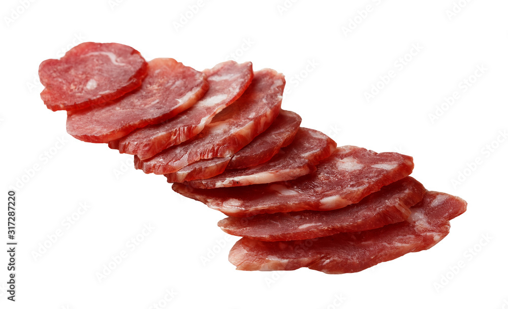 raw smoked sausage isolated on white background raw smoked sausage isolated on white background