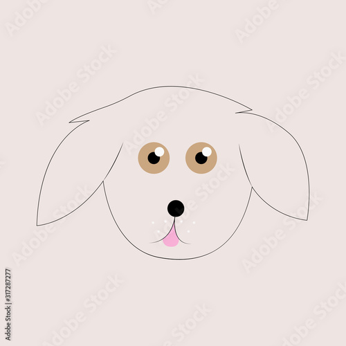 Dog sitting. Vector puppy pooch. Cute cartoon funny character. Help homeless animal concept. background Isolated.
