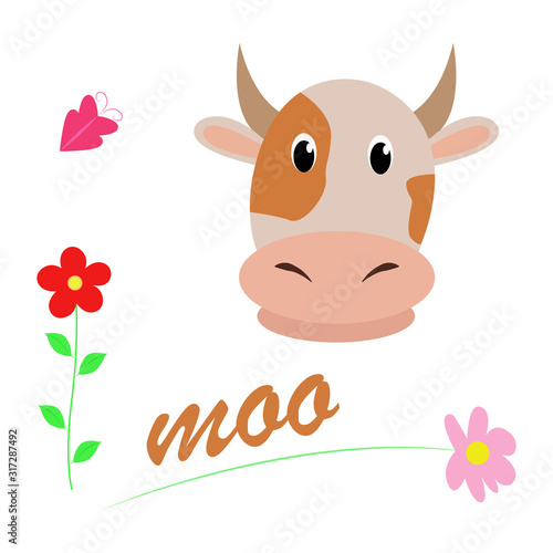Cow Cartoon style. Vector illustration Colorful and funny composition.