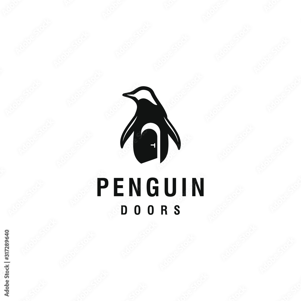 Obraz premium Pinguin door symbol. Pinguin logo. Door logo inspiration.Animal home logo.
