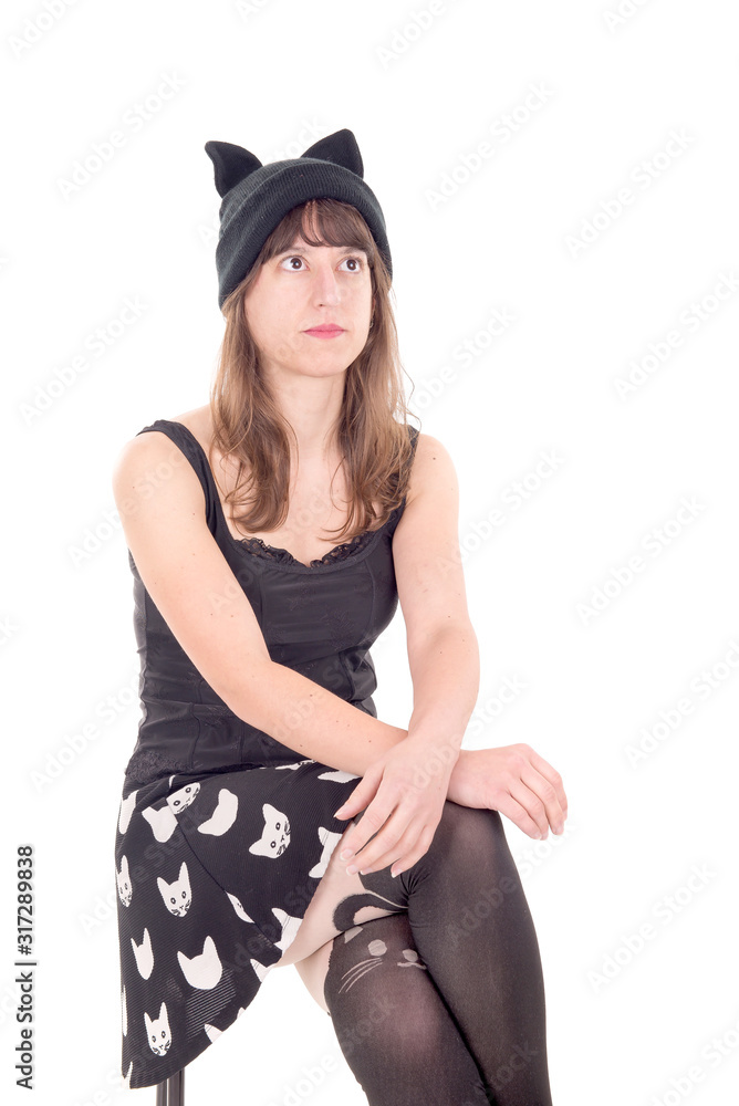 young woman isolated in white