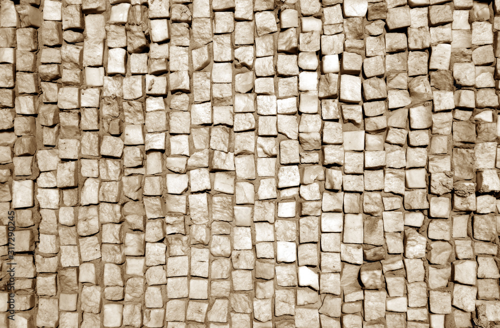 Naklejka premium Stone pavement surface in brown tone.