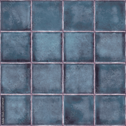 Blue glazed ceramic tile, Crackle glass mosaic tile, Background with glazed tile texture