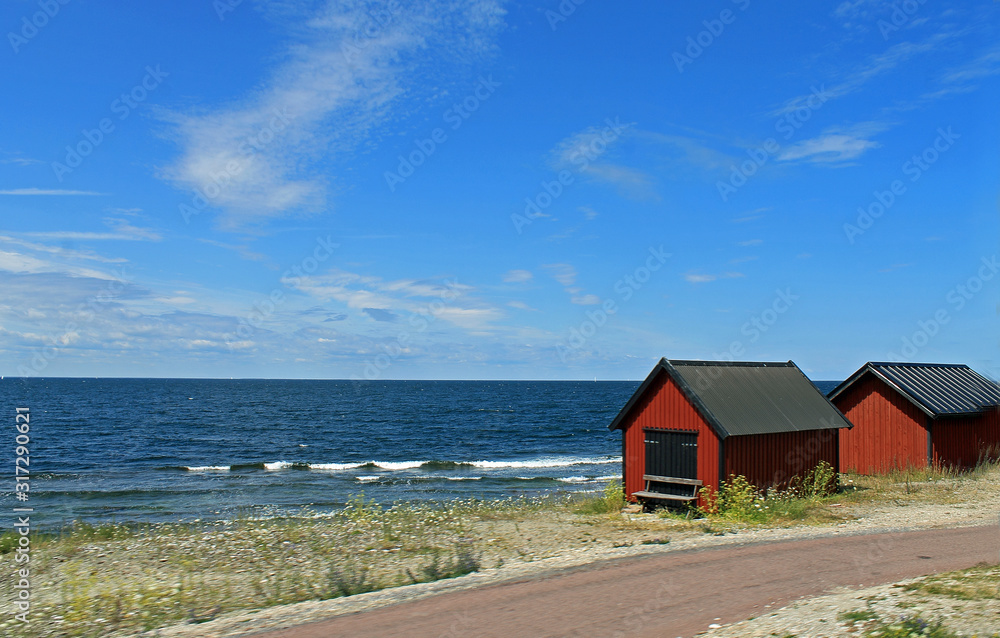 Gotländische Fischerstellen auf der Insel Öland, Schweden Gotländische Fischerstellen auf der Insel Öland, Schweden