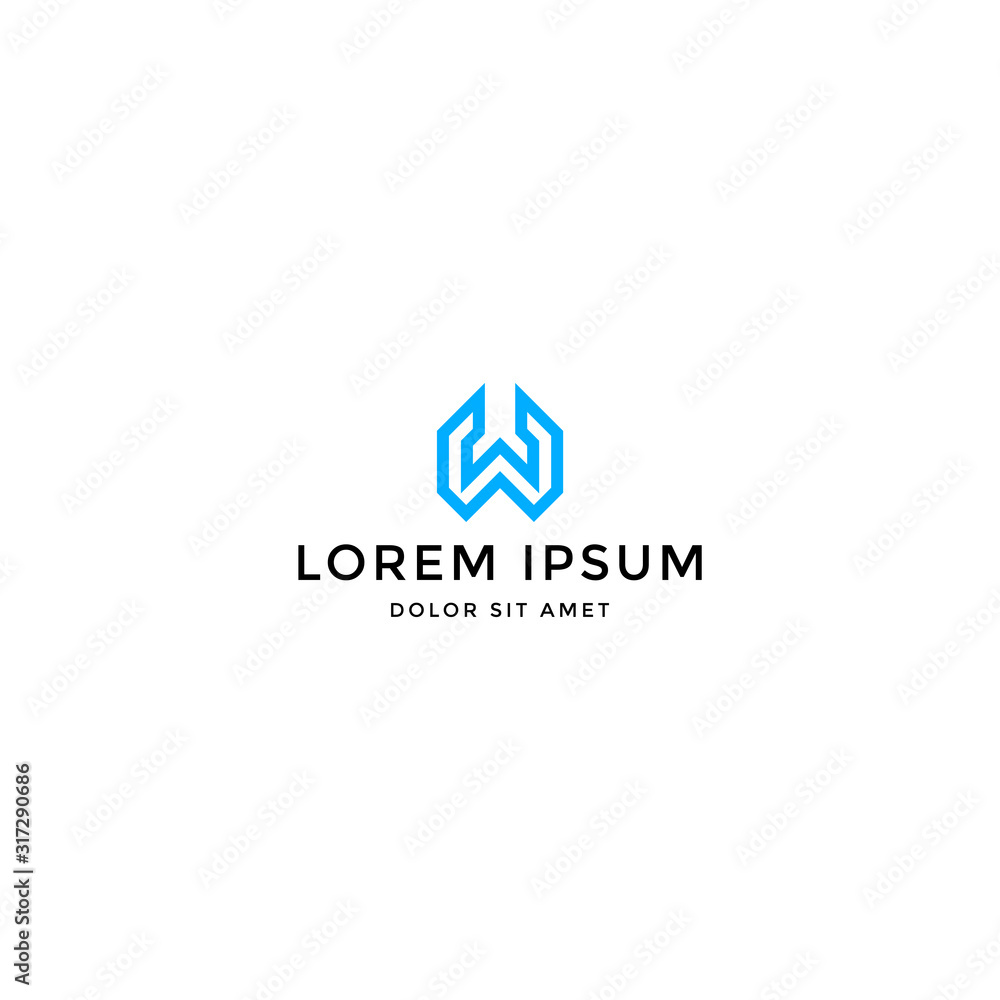 Vector logo design icon. Abstract letter W. Modern simple style