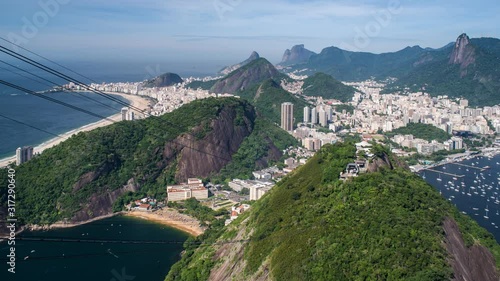 Cable car at Sugar Loaf Mountain (Pao de Acucar), Rio de Janeiro, Brazil, South America - 4K time lapse photo