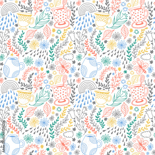 Seamless floral pattern, vector flower background