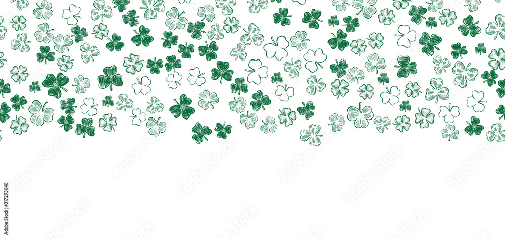 St. Patrick's Day. Sketch clover. Hand drawn illustration.