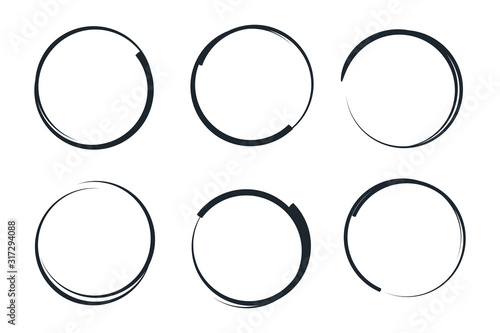 Hand drawn circles sketch frame template color editable. Rounds scribble line circles symbol vector sign isolated on white background illustration for graphic and web design.